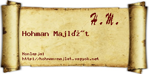 Hohman Majlát névjegykártya